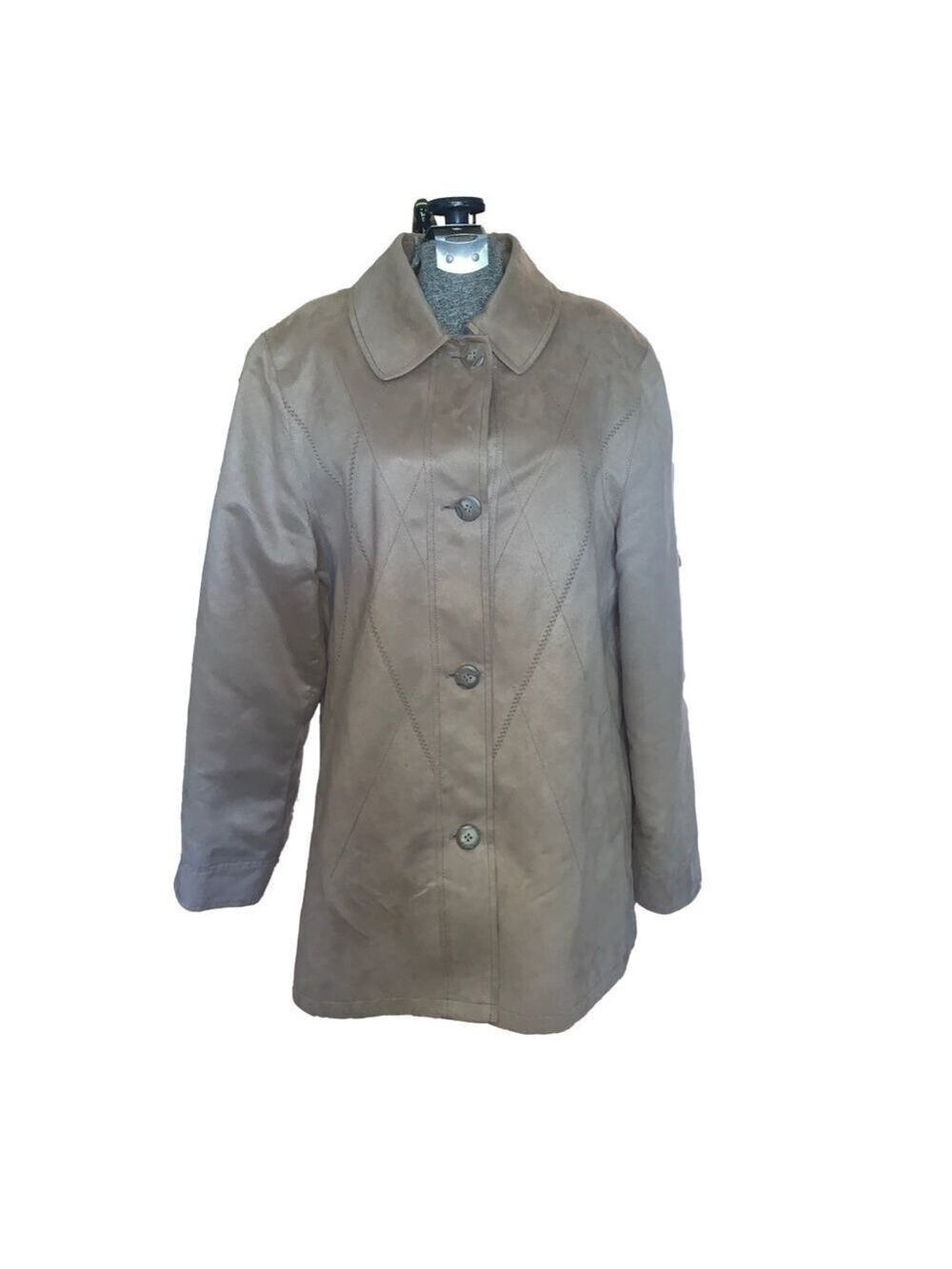Women's Novelti taupe Quilted Button-Front Jacket Juniors Large